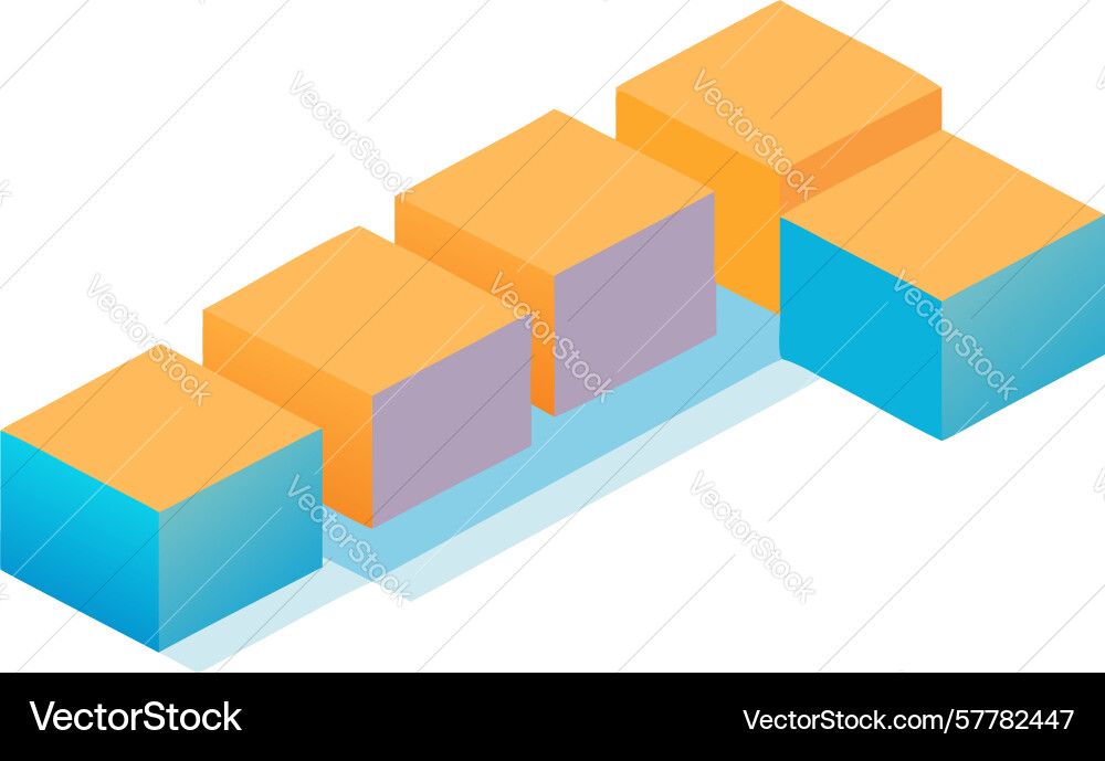 Linear arrangement of 3d colorful abstract blocks vector image
