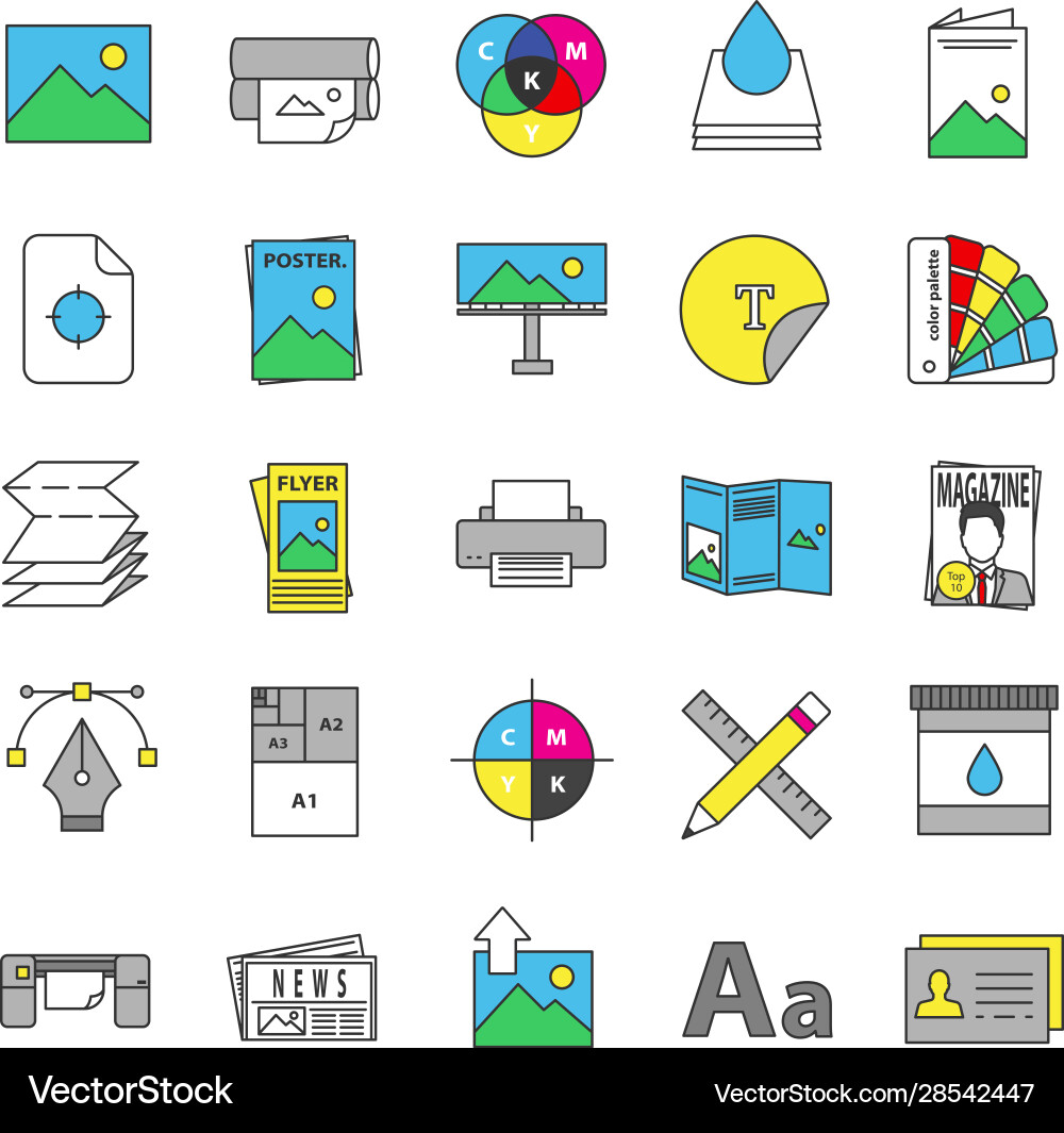 Printing color icons set Vector Image