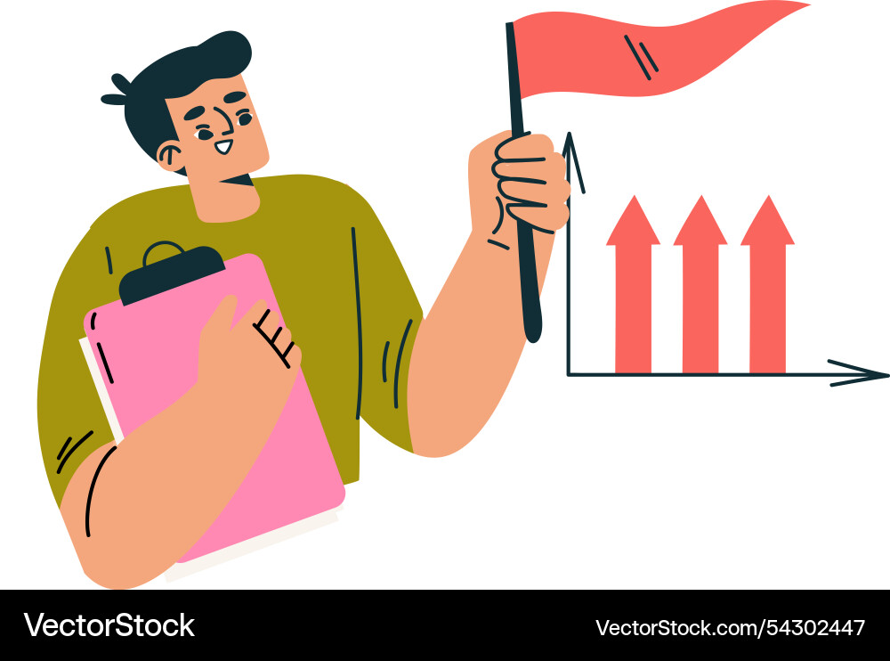 Productive workflow with man flag Vector Image