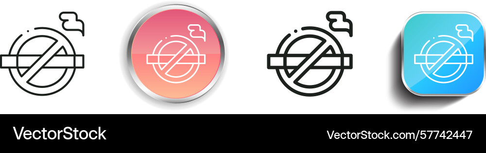 Quit smoking icon thin linear regular and button Quit smoking icon thin linear regular and button vector image