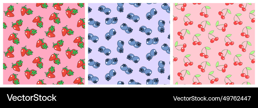 Set of patterns with natural berry elements Set of patterns with natural berry elements vector image
