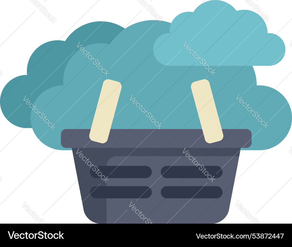 Shopping basket floating on cloud computing Shopping basket floating on cloud computing vector image