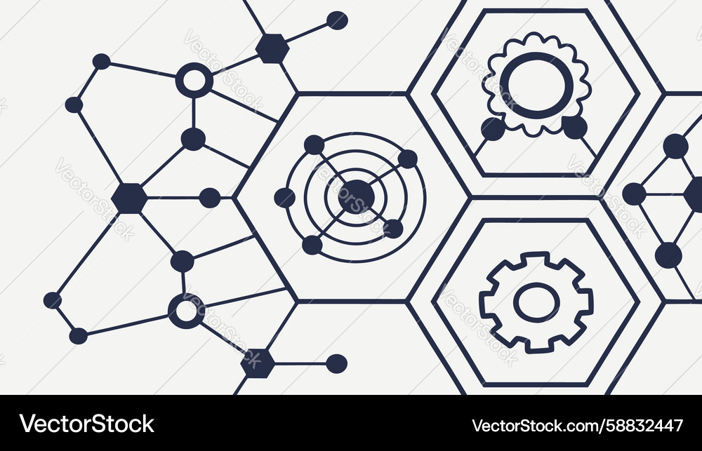 Tech Grid: Interconnected Gears Vector Image