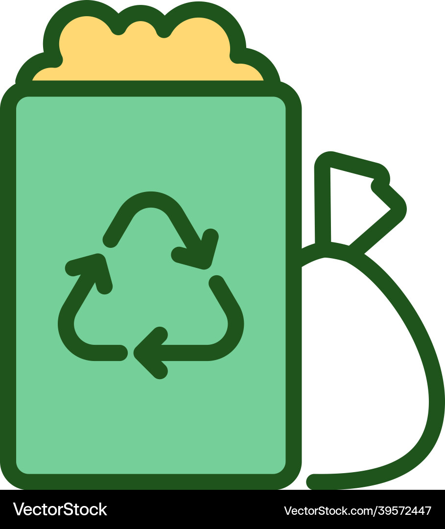 Trash container and garbage bag rgb color icon Trash container and garbage bag rgb color icon Vector Image