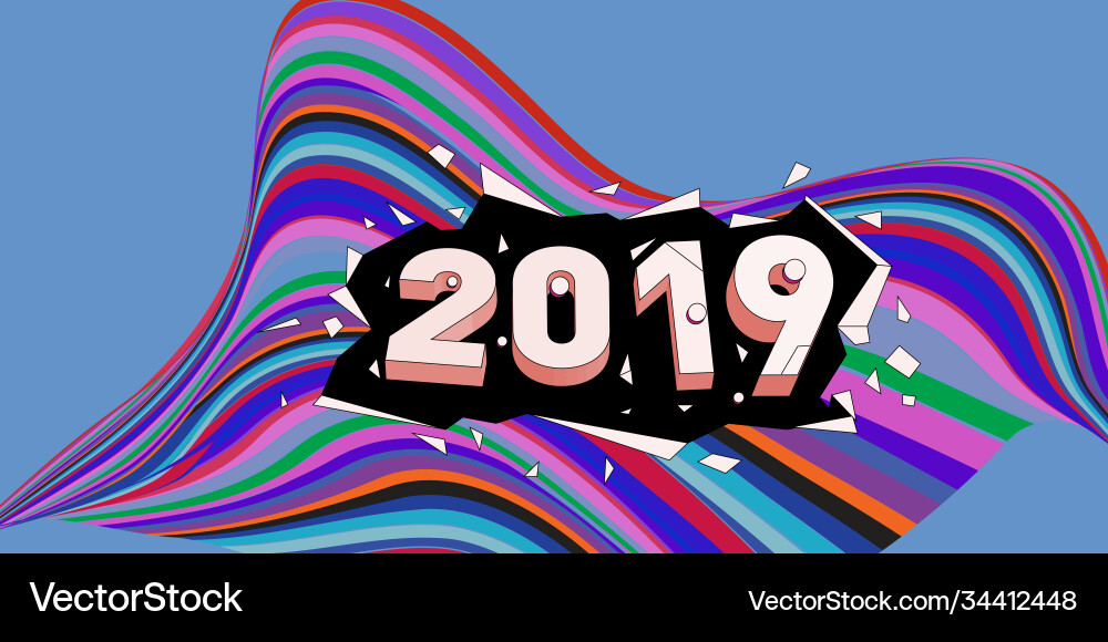 2021 new year text with wavy colorful line 2021 new year text with wavy colorful line Vector Image