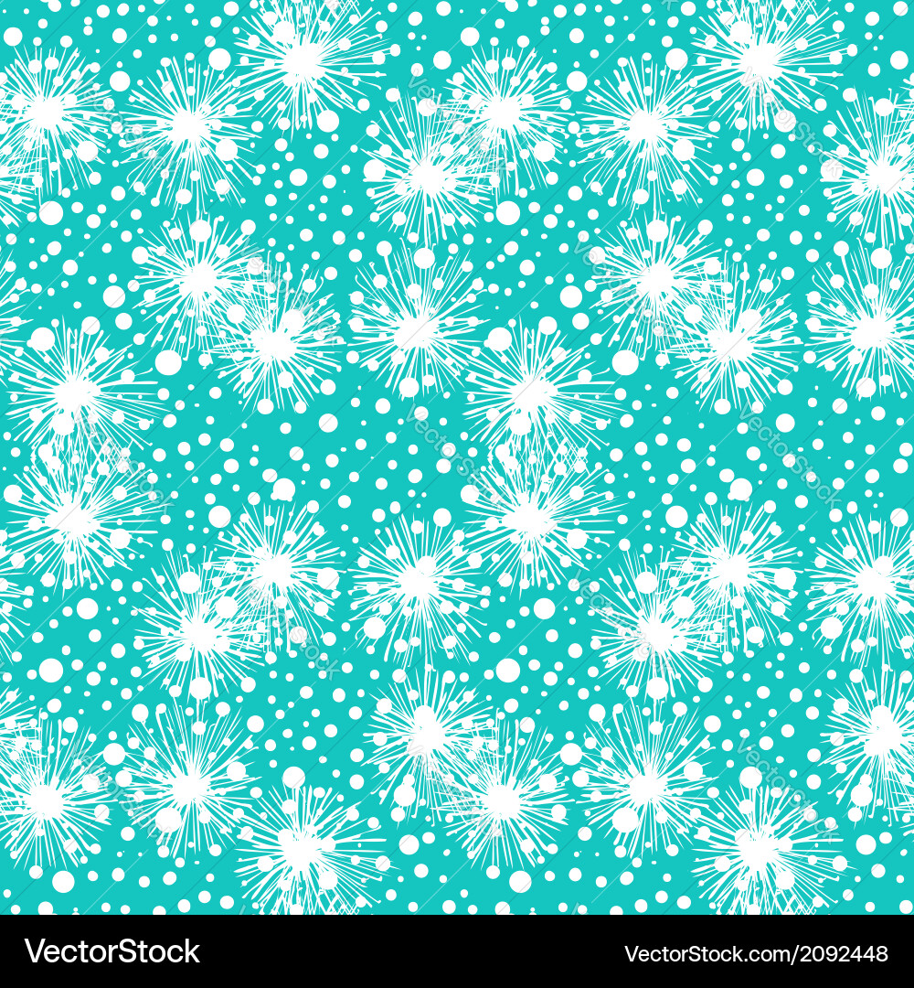 Aqua Snowflake & Pom-Pom Pattern vector image