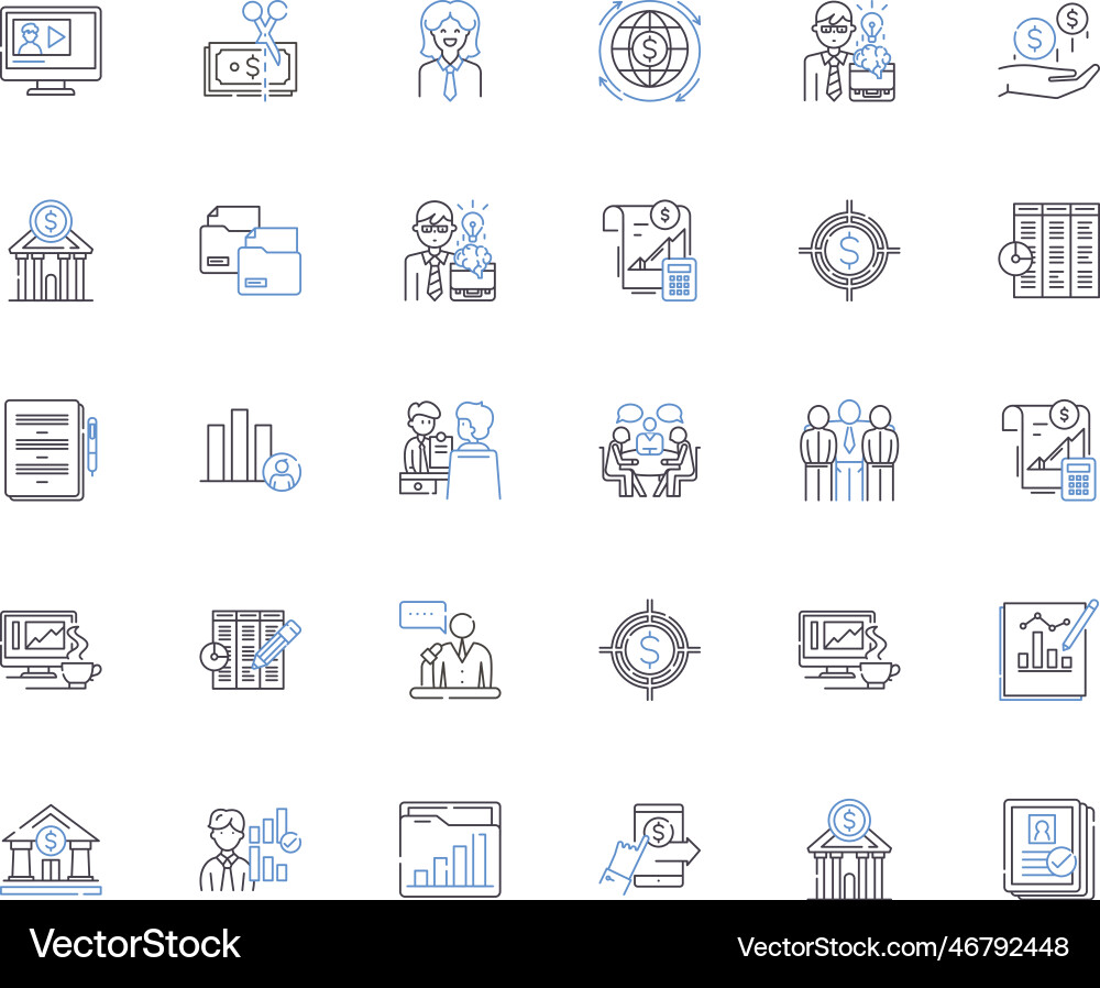 Asset allocation line icons collection Vector Image