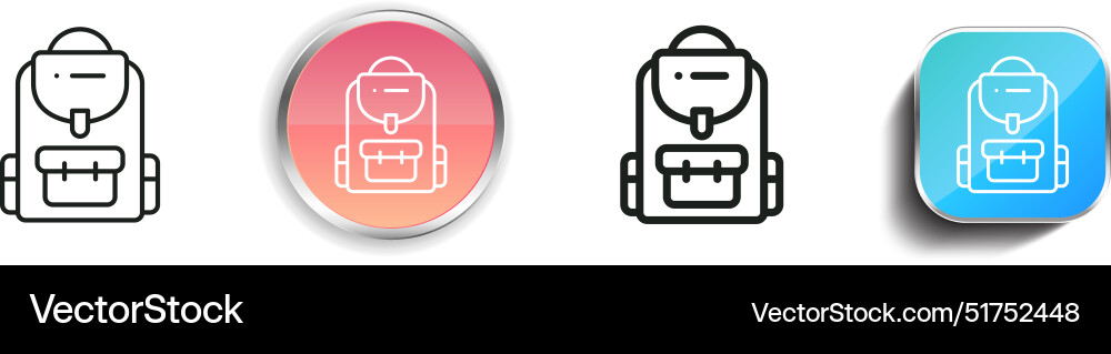 Backpack icon thin linear regular and button vector image