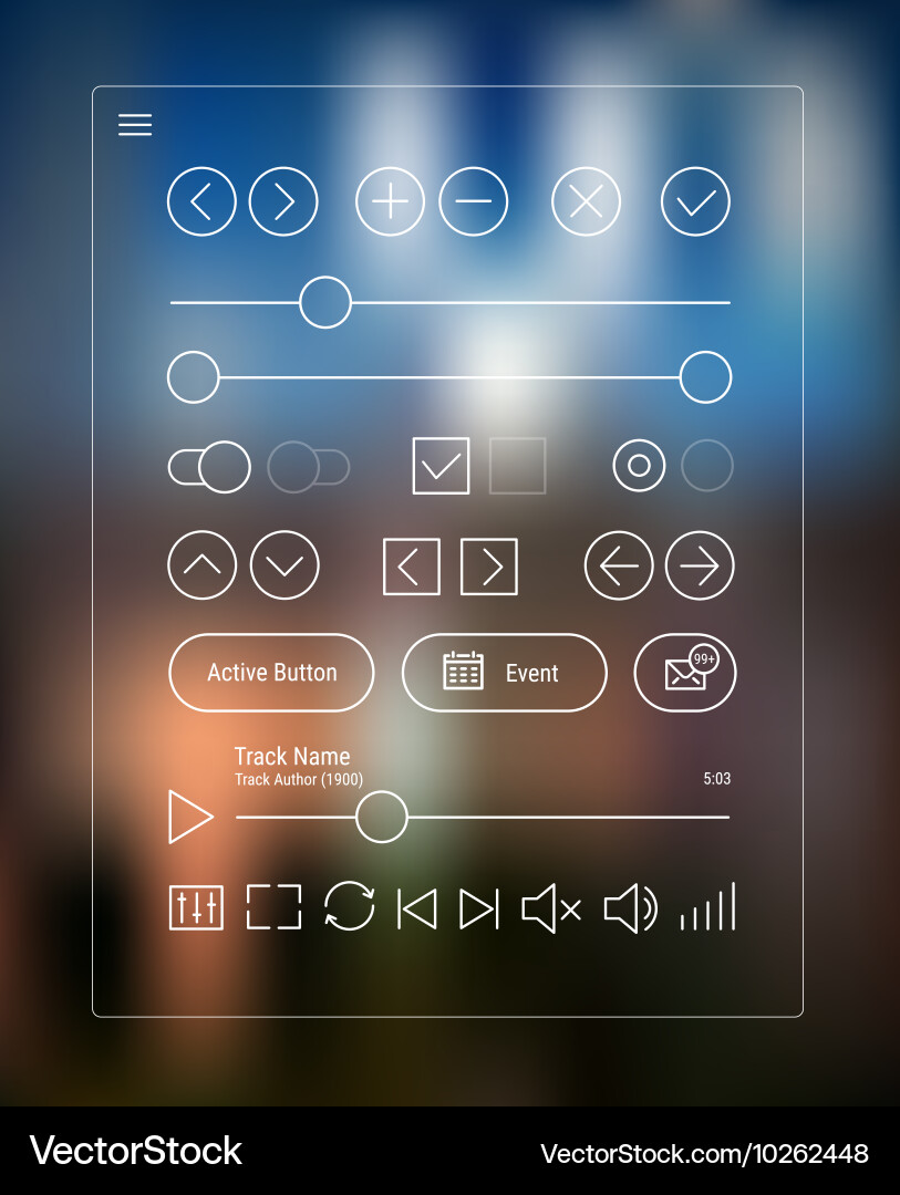 Basic line mobile ui app on blurred background vector image