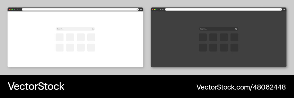 Blank web browser window with toolbar and search Blank web browser window with toolbar and search vector image