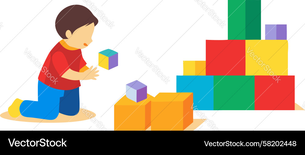 Child Building Block Tower Vector Image