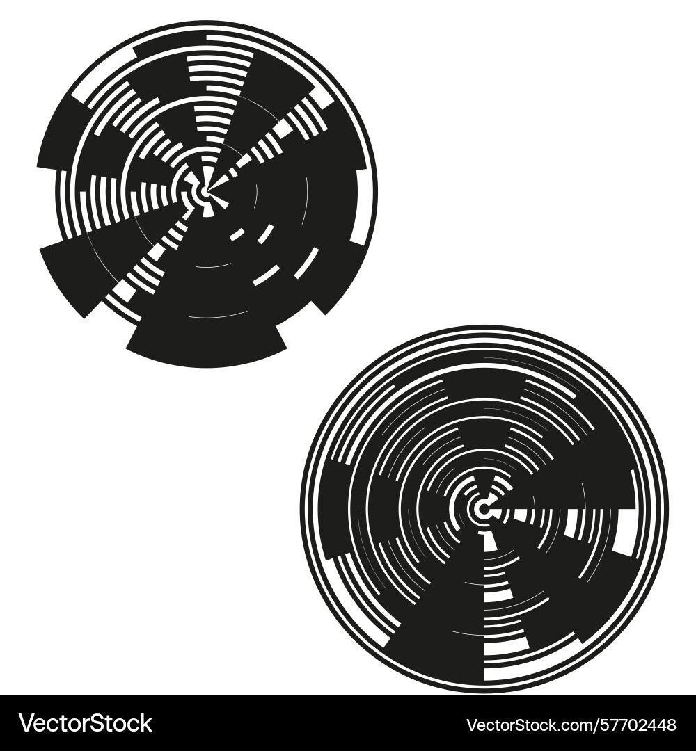 Circular abstract patterns segmented disc forms Circular abstract patterns segmented disc forms vector image