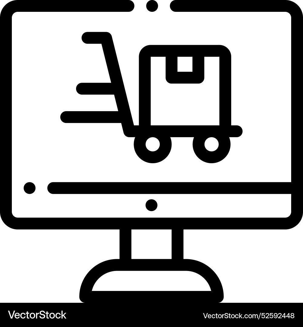 Computer icon thin linear style design isolated Computer icon thin linear style design isolated vector image