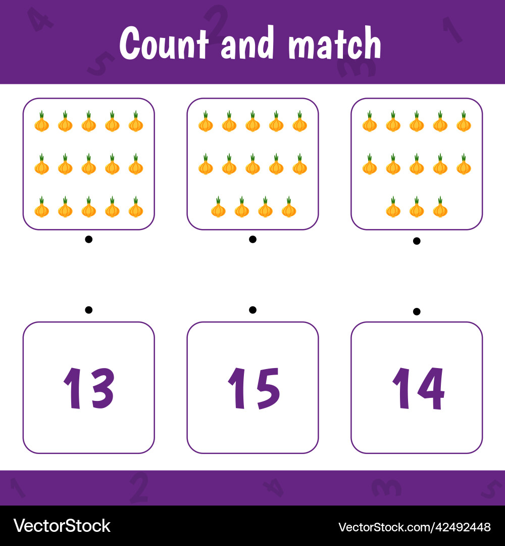 Counting game for preschool childrencount onion Counting game for preschool childrencount onion Vector Image