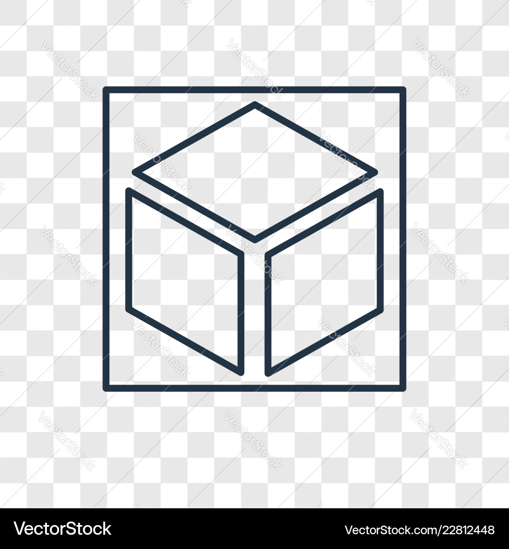 Cube concept linear icon isolated on transparent Cube concept linear icon isolated on transparent vector image