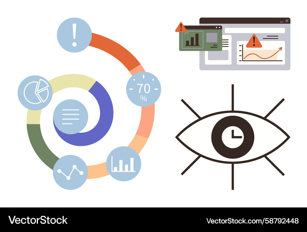 Data analytics and monitoring with chart visuals Data analytics and monitoring with chart visuals Vector Image