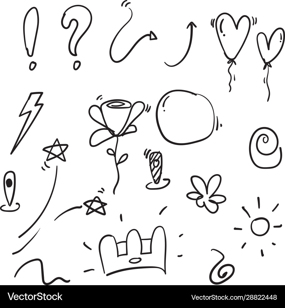 Doodle various object collection with handdrawn Doodle various object collection with handdrawn vector image
