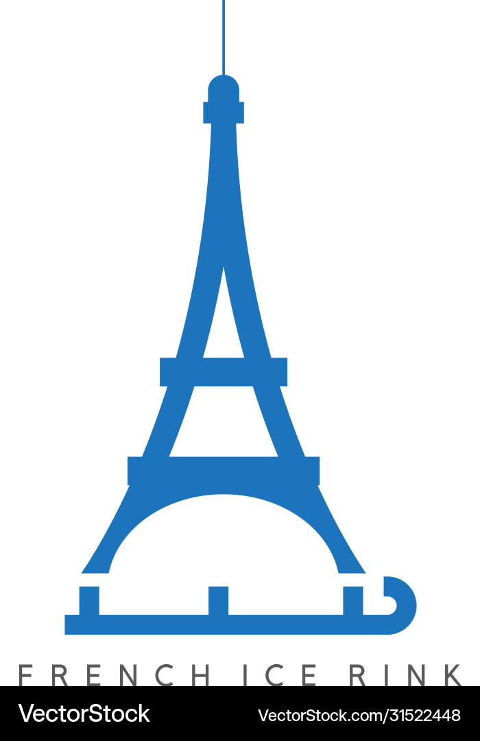 Eiffel tower with skates design template Eiffel tower with skates design template Vector Image