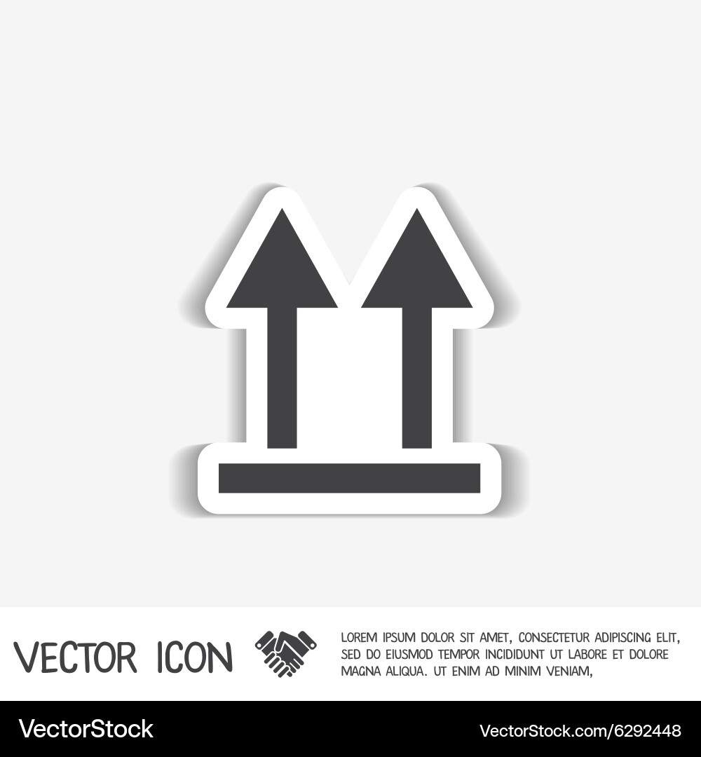 Fragile symbol arrow up logistic icon vector image