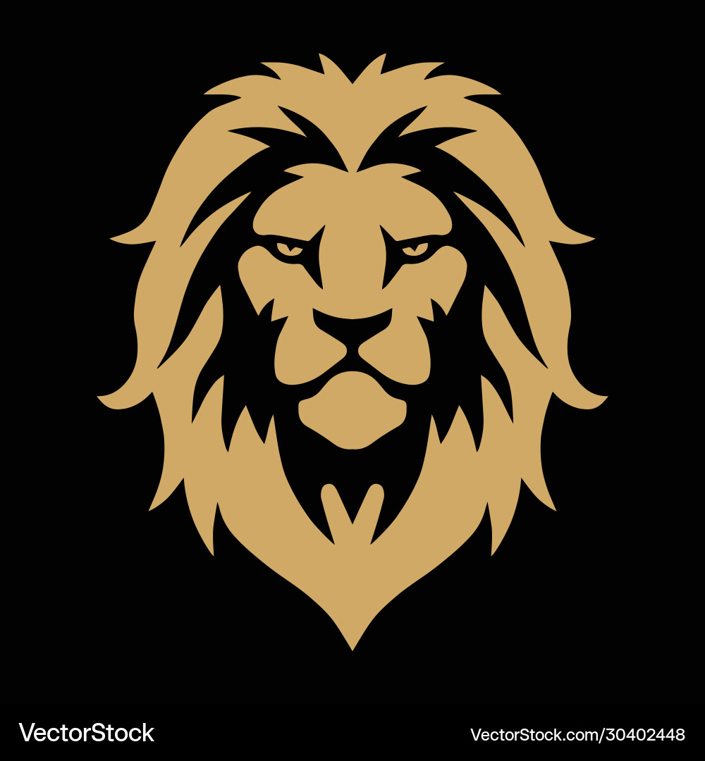Golden Lion Head Logo Template vector image