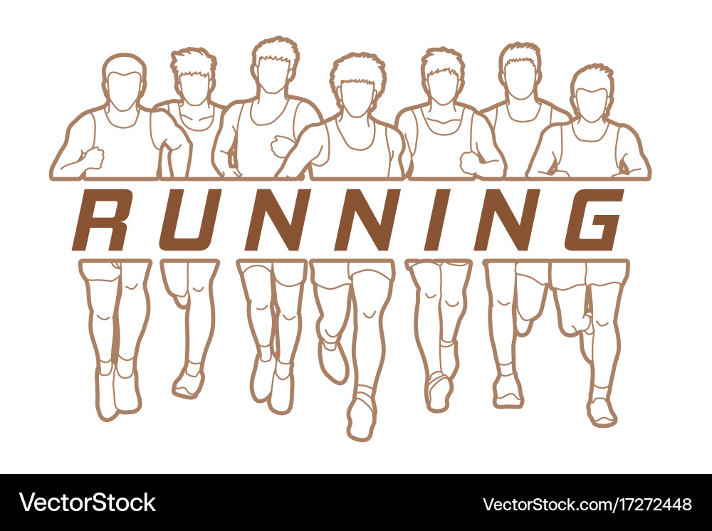 Group of men running with text Vector Image