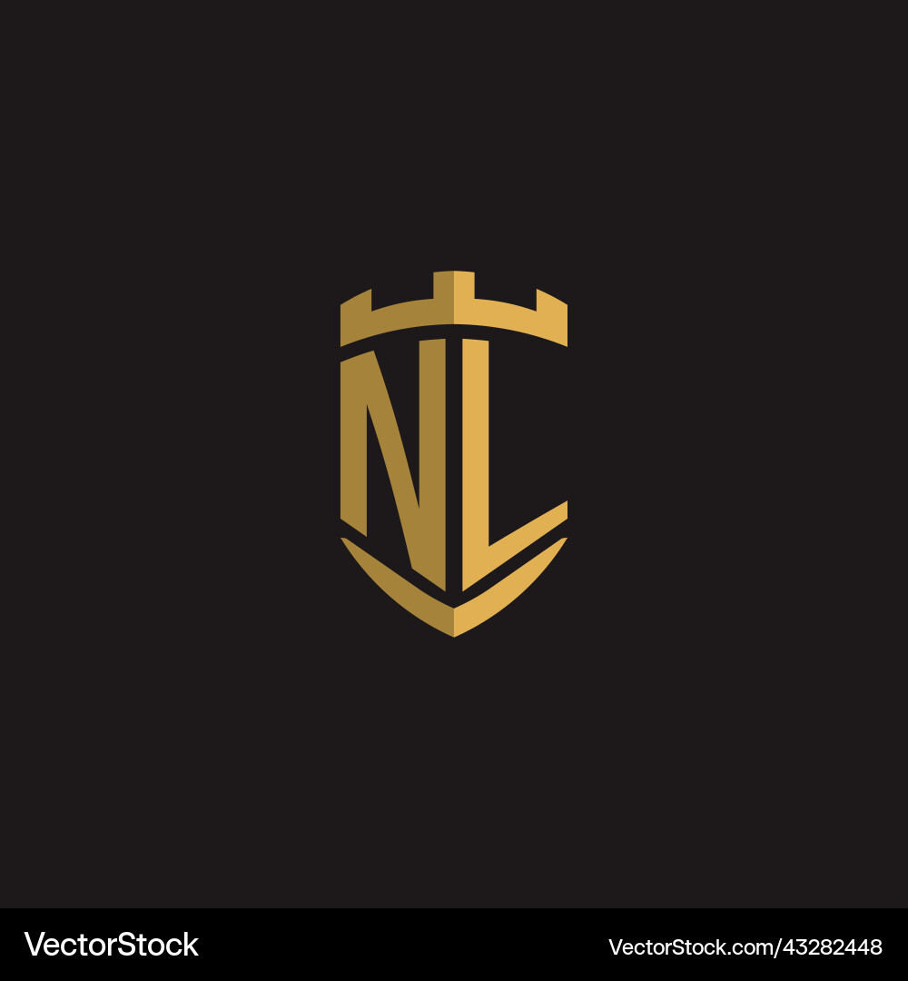 Initials nl logo monogram with shield style design vector image