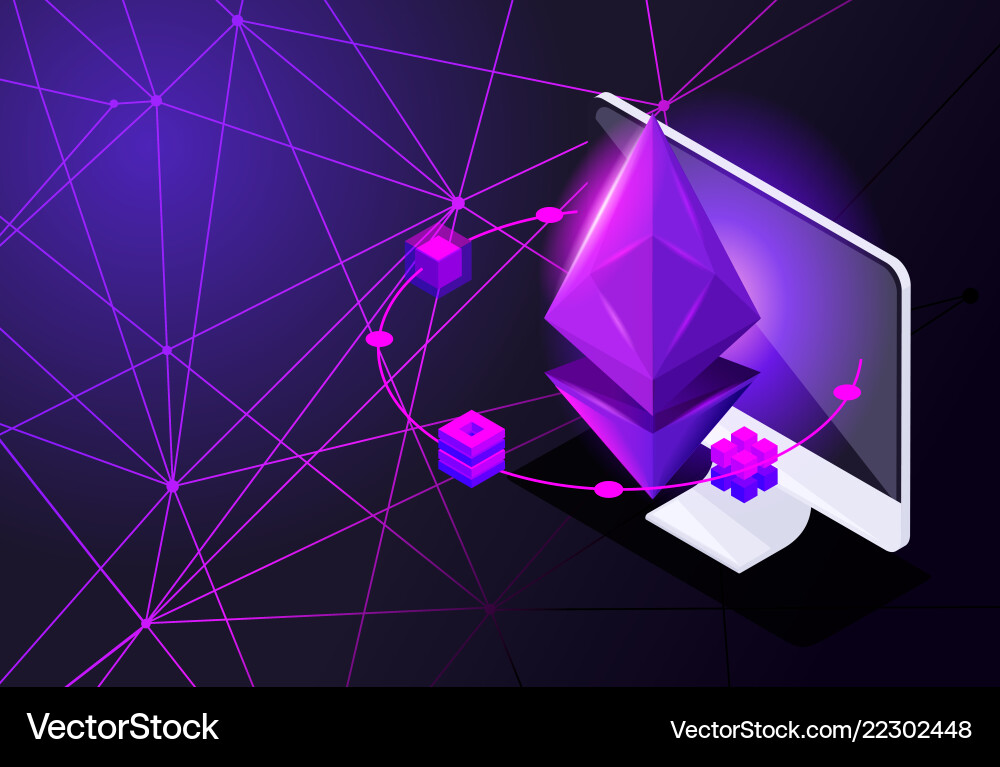 Isometry icon blockchain ethereum crypto currency Isometry icon blockchain ethereum crypto currency vector image