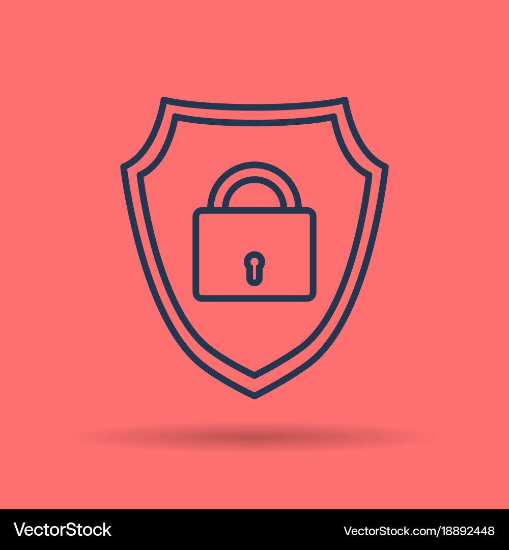 Linear icon internet shield with lock Vector Image
