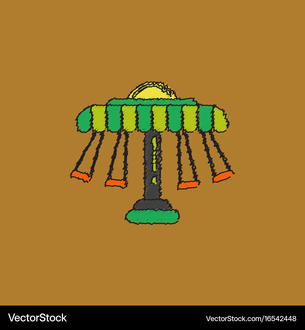 Merry-go-round icon in hatching style vector image