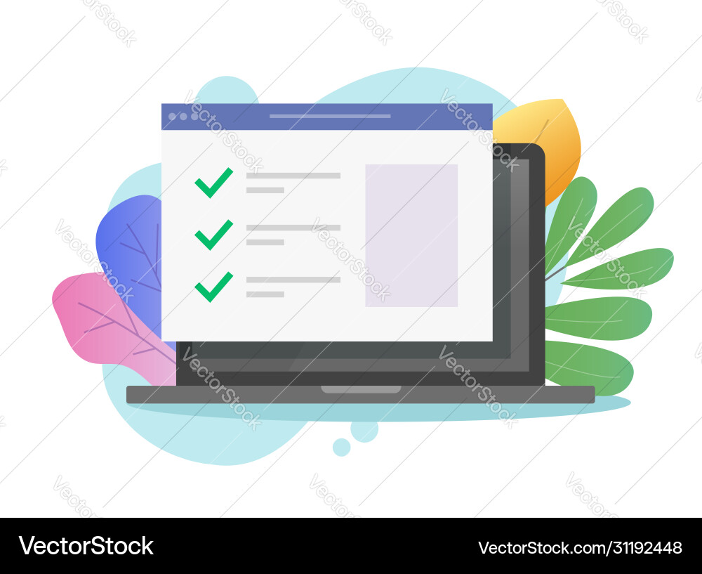 Online Form with Checklists vector image