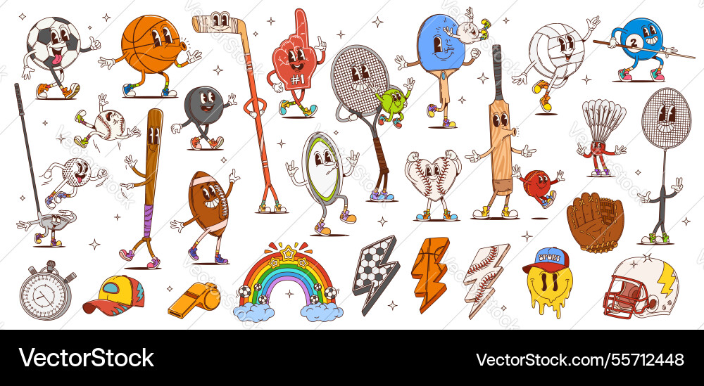 Retro Sport Characters - Fun & Groovy Vector Image