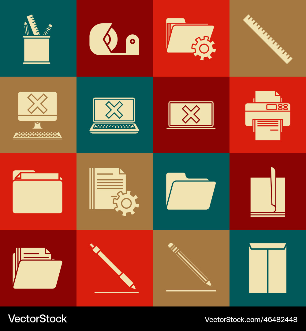 Set envelope file document printer folder Set envelope file document printer folder vector image