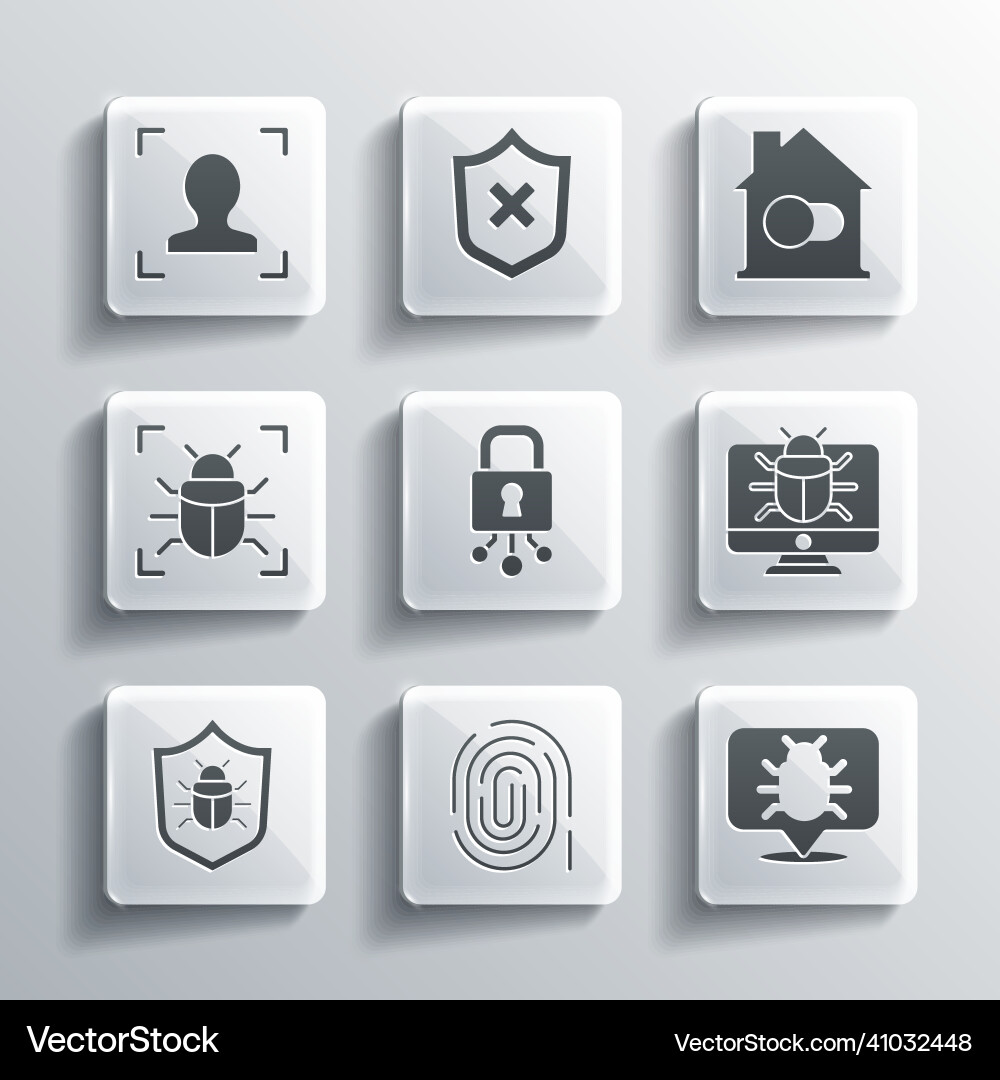 Set fingerprint system bug on monitor cyber Vector Image