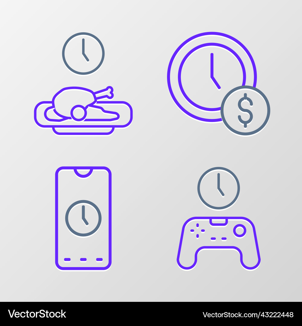 Set line gamepad of time alarm clock app mobile Set line gamepad of time alarm clock app mobile vector image