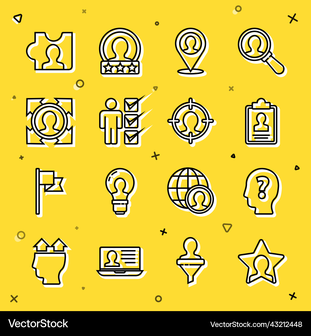 Set line head hunting with question mark Vector Image