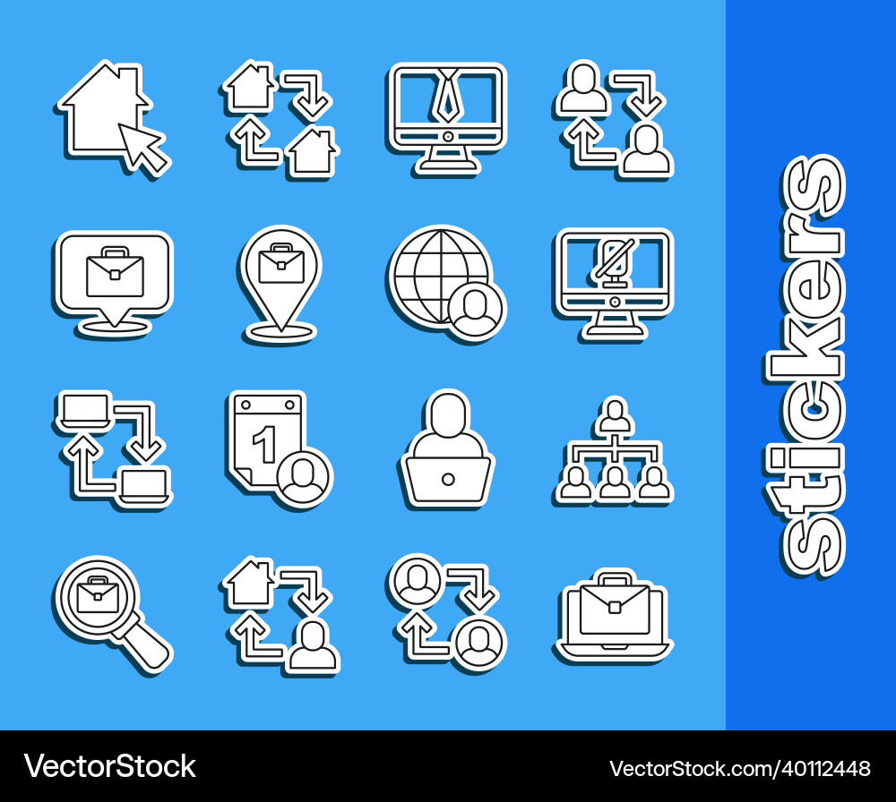 Set line online working hierarchy organogram vector image