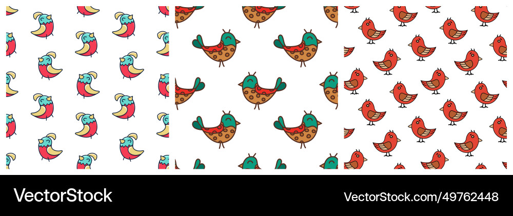 Set of patterns with decorative bird elements Set of patterns with decorative bird elements vector image