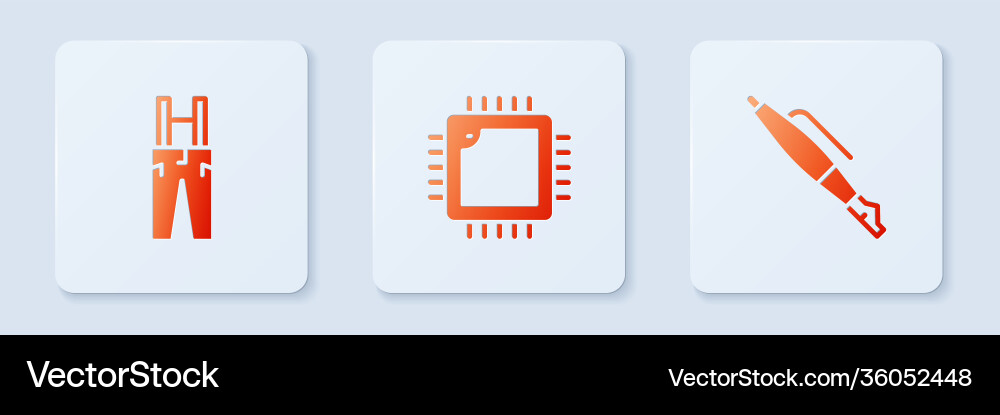 Set processor with cpu pants suspenders vector image