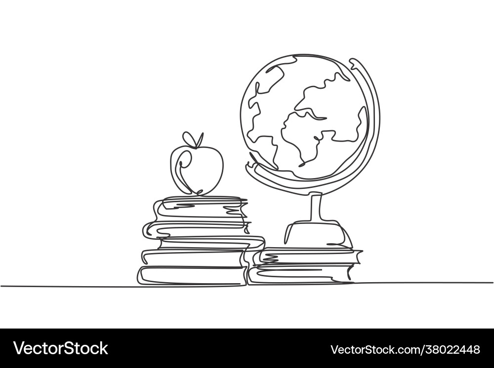 Single Line Earth Globe Drawing Vector Image