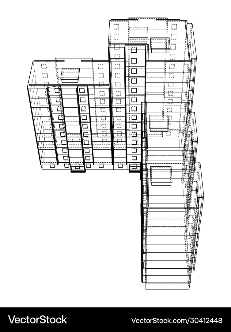 Wire-frame model a multi-storey building Wire-frame model a multi-storey building vector image