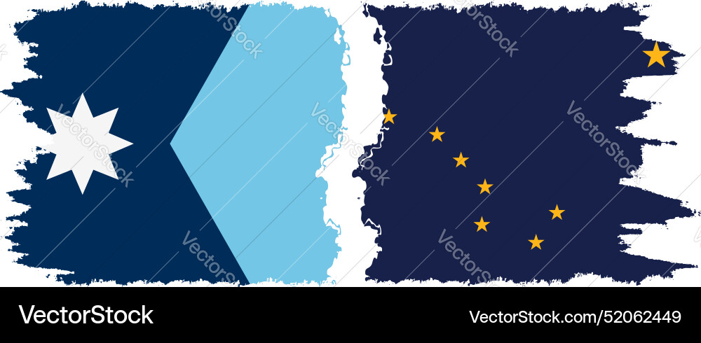 Alaska and minnesota states grunge brush flags Alaska and minnesota states grunge brush flags vector image