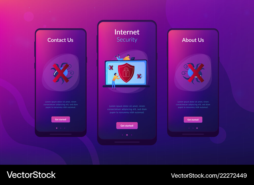 Antivirus software app interface template Antivirus software app interface template vector image