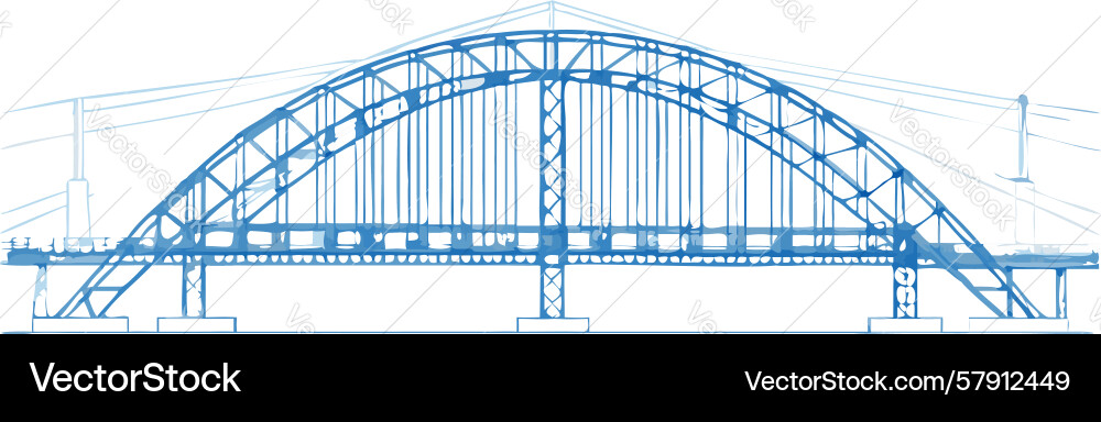 Architectural blueprint style bridge symbolizing Vector Image
