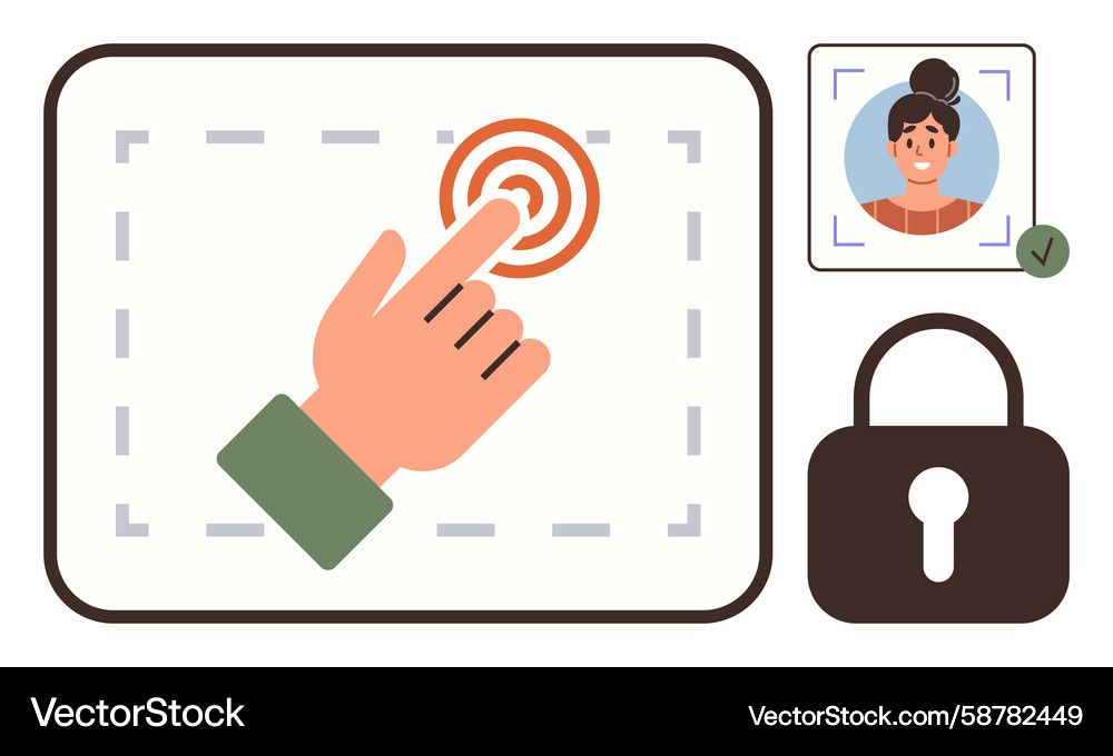 Biometric authentication with fingerprint scanning Biometric authentication with fingerprint scanning Vector Image