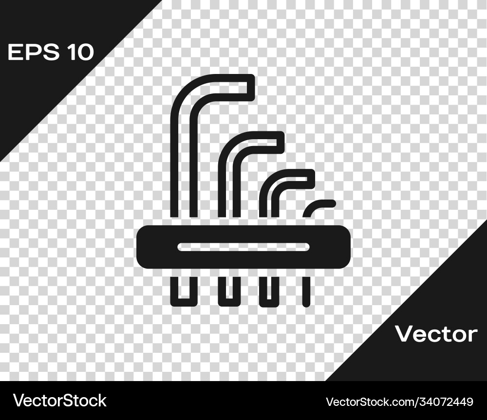 Black tool allen keys icon isolated on transparent Black tool allen keys icon isolated on transparent vector image