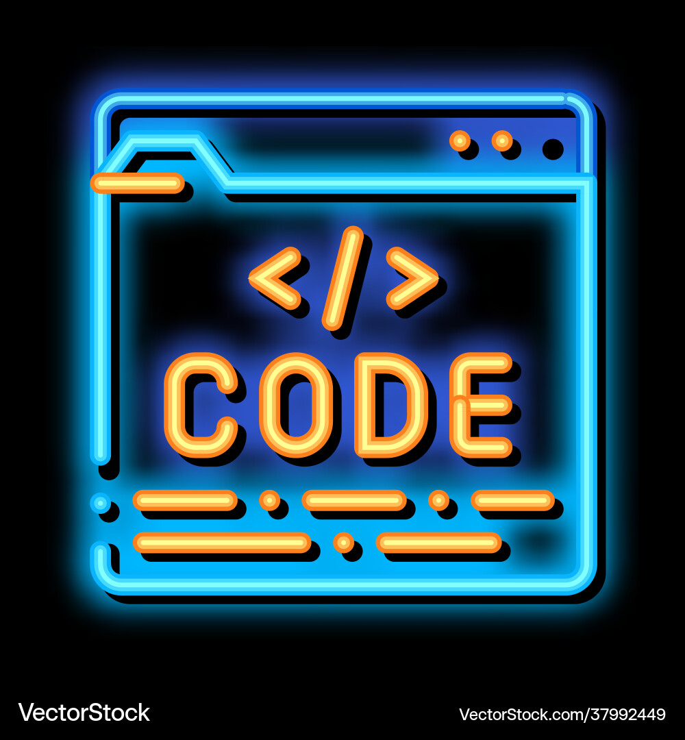 Code file computer system neon glow icon Code file computer system neon glow icon vector image