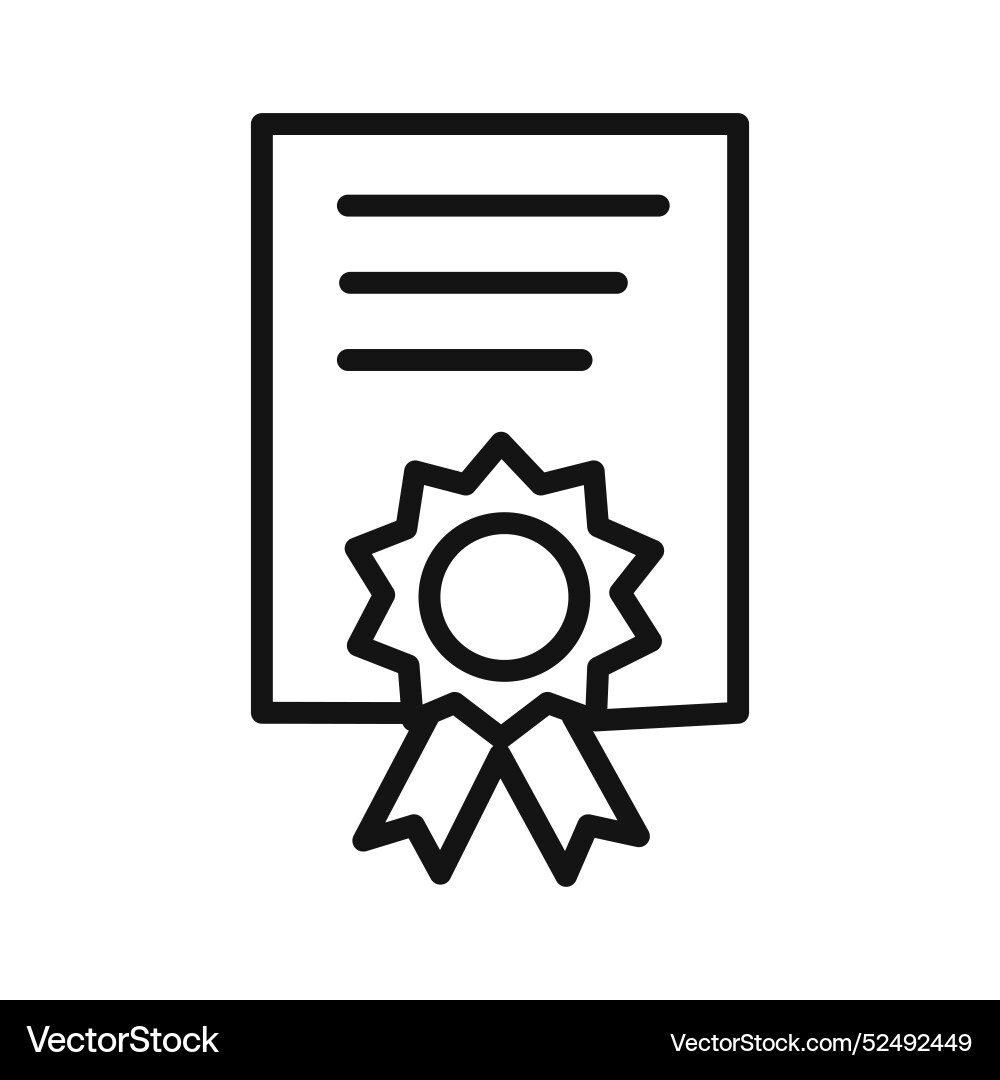 Course completion certificate icon linear vector image