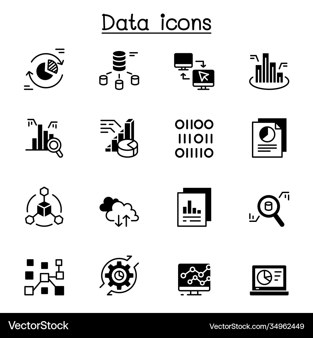 Data graph diagram chart icon set graphic design Data graph diagram chart icon set graphic design vector image