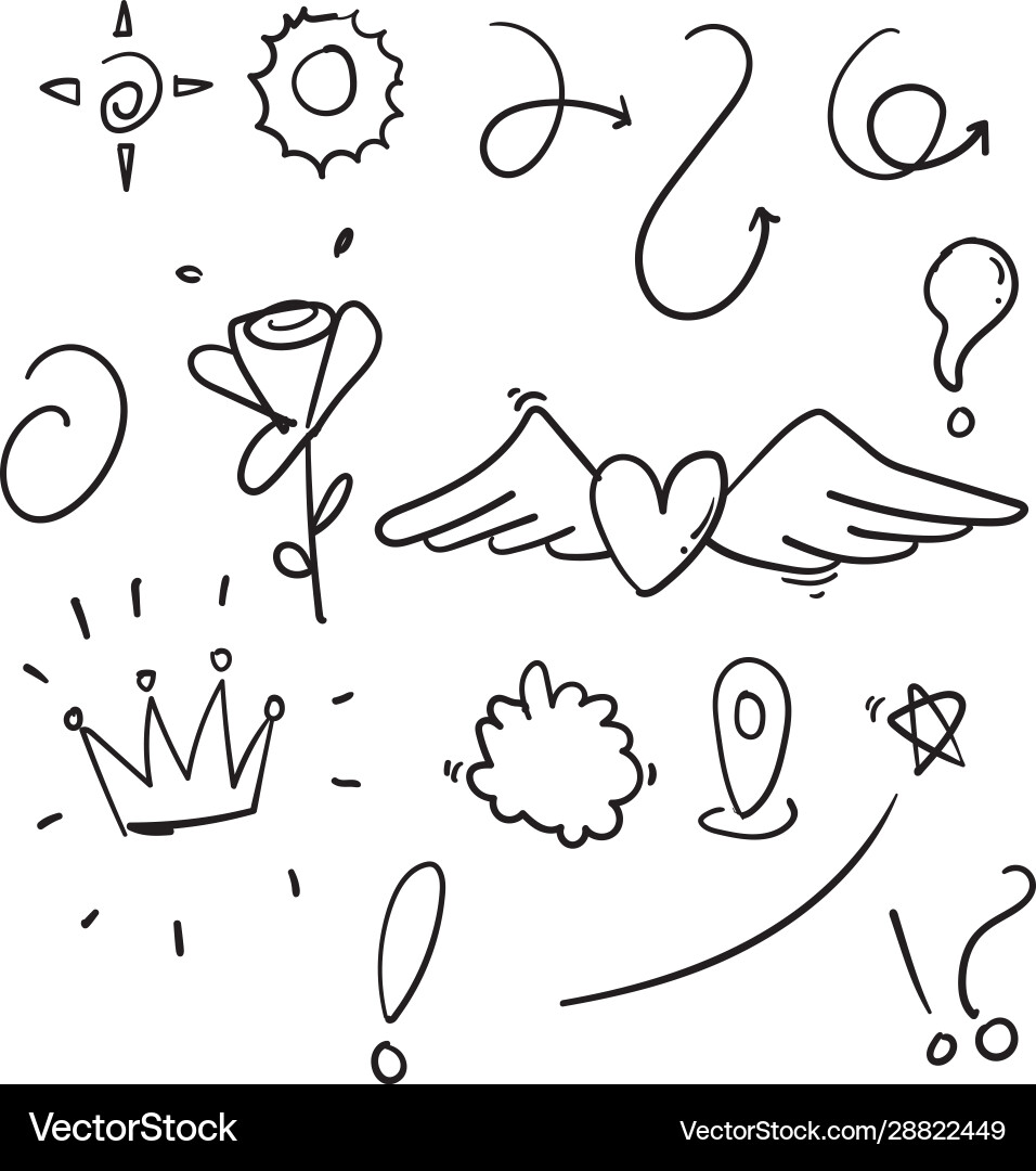 Doodle various object collection with handdrawn Doodle various object collection with handdrawn vector image