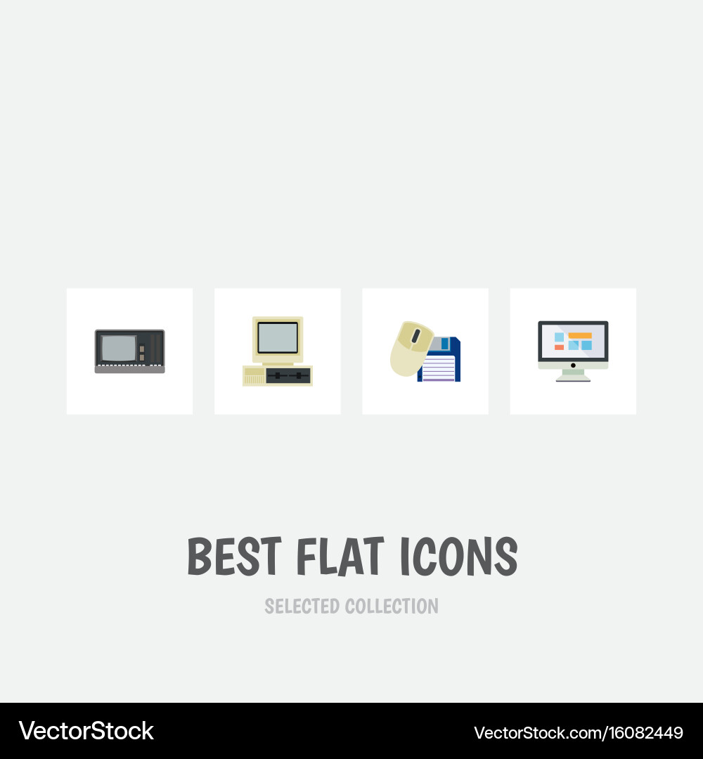 Flat icon laptop set of computer mouse vector image